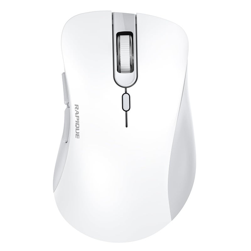 RAPIQUE Wireless Mouse - Dual Bluetooth & 2.4 GHz USB Receiver, Ergonomic Design, Quiet Clicks, Low Power - Multi-Device Compatibility for Laptop, Computer, iPad, MacBook, Chromebook (White and Grey) - Image 1