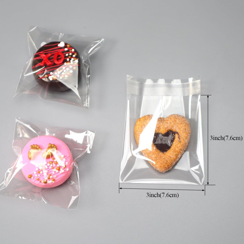 TEMLQPACK 200Pcs 3 x3Inch Cookies Bags Chocolate Covered Ore Bags Macaron Bags BrownieTreat Bakery Candy Cellophane Bag Gift Cello Bag for Card Business Party Favor Bags Wedding Birthday Christmas - Image 4