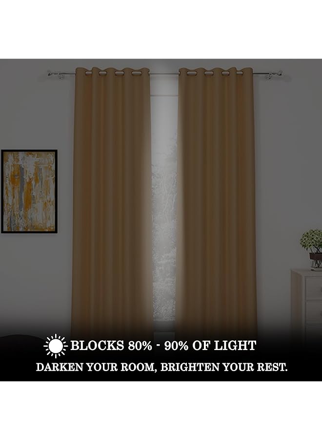 erorex Blackout Window Curtains 5 Feet Long Set Of 3 Room Darkening Plain Print Opaque Room Darkening Curtain For Living Room Bedroom Hall 118 X 152 Cm Mustard 100 Percent Opacity - Image 3
