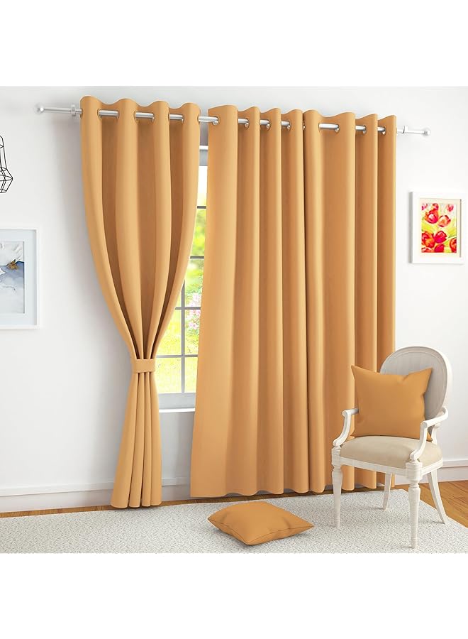 erorex Blackout Window Curtains 5 Feet Long Set Of 3 Room Darkening Plain Print Opaque Room Darkening Curtain For Living Room Bedroom Hall 118 X 152 Cm Mustard 100 Percent Opacity - Image 1