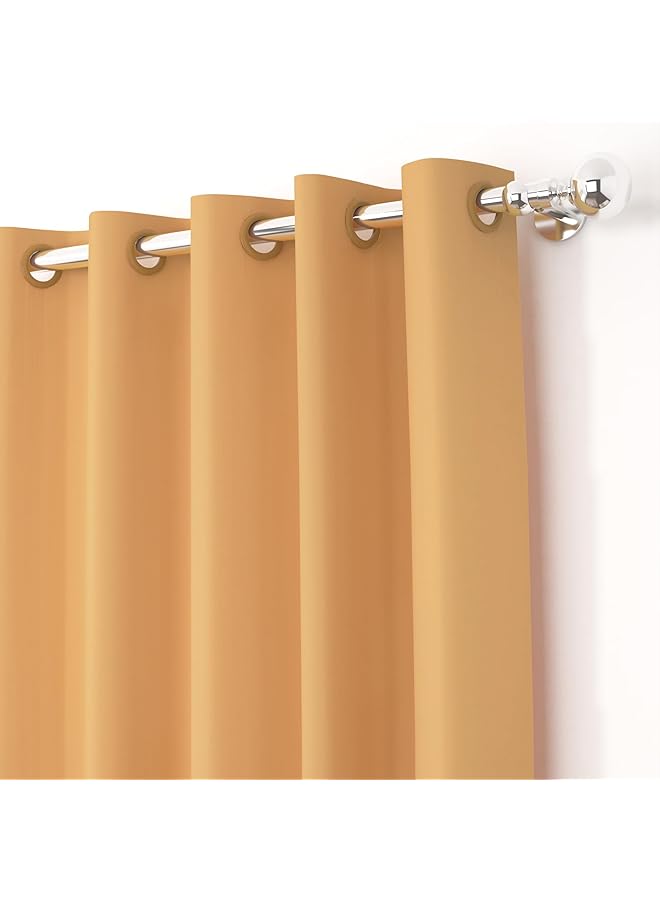 erorex Blackout Window Curtains 5 Feet Long Set Of 3 Room Darkening Plain Print Opaque Room Darkening Curtain For Living Room Bedroom Hall 118 X 152 Cm Mustard 100 Percent Opacity - Image 5