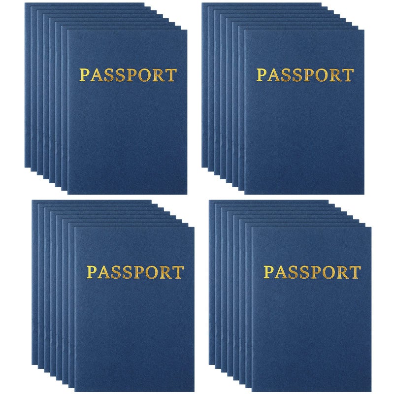 Lewtemi 60 Pcs Kids Blank Passport Notebook Pretend Pass Port Party Favor Fake Passport Travel Journal for Collect Stamper School Classroom Supplies, 4" x 5.7" (Blue) - Image 1