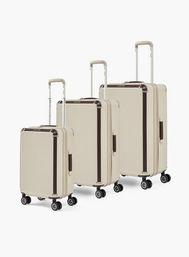 Wave Textured Harcase Trolley Bag With Retractable Handle - Set Of 3 - Image 1