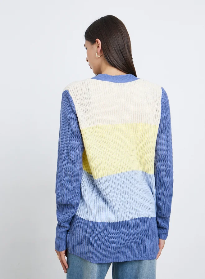 Take Two  Take Two Multi Color Block Oversized Cardigan for Women | Best Price UAE