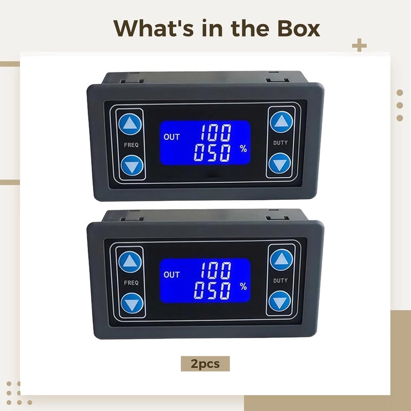 مولد إشارات PWM، 2 قطع، شاشة LCD، نطاق تردد من 1Hz إلى 150Khz، دورة عمل وجهد قابلة للتعديل، جهد DC من 3.3V إلى 30V - Image 4