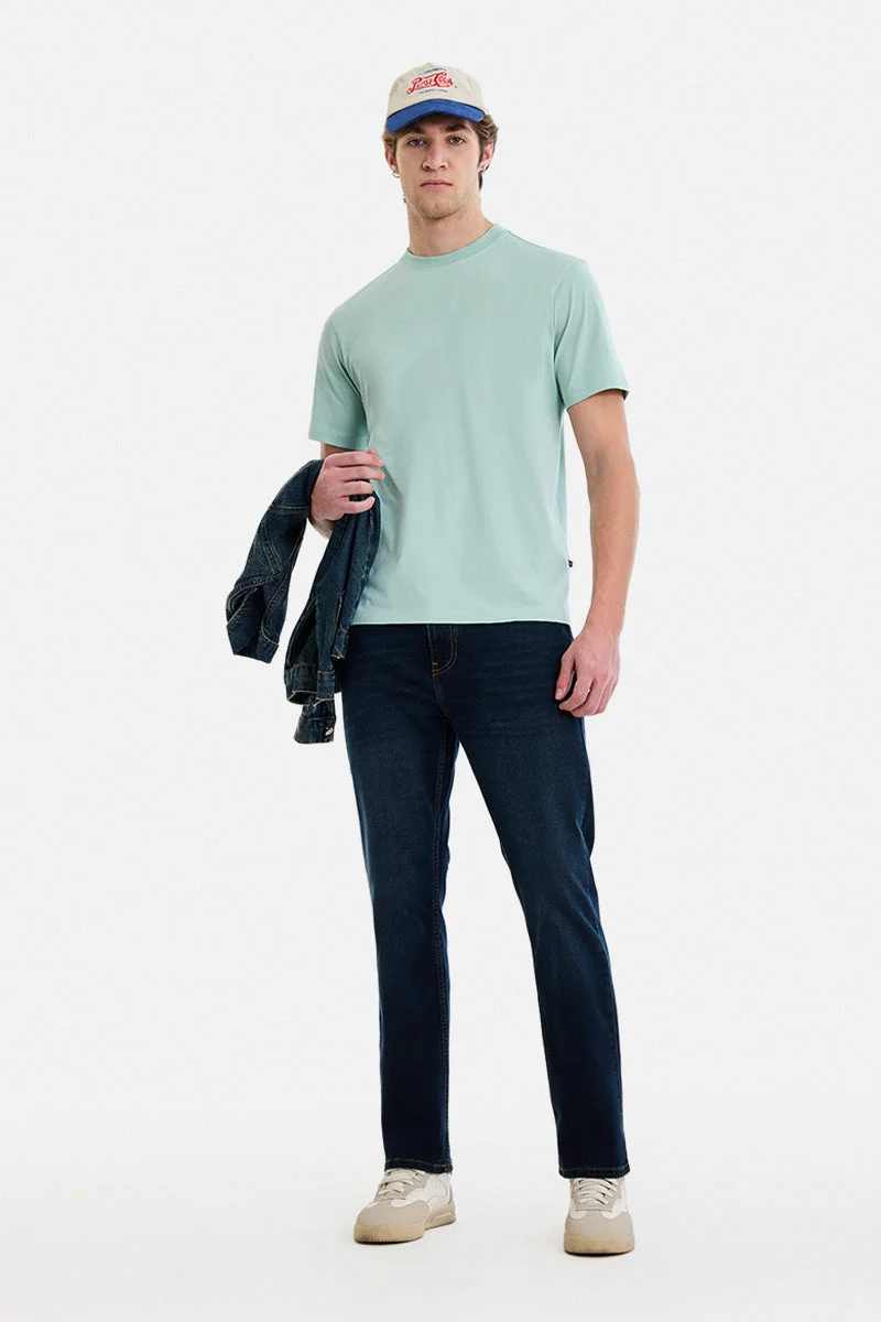 سنيتش Dark Blue Solid Straight Fit Casual Jeans