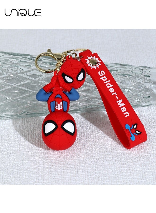Unique Keychain - Cartoon Marvel Keychain - Keychain Gift for Boys - Cartoon Keychains Accessories - Keyring Key Purse Backpack Car Charms - Spider-Man - Red  - Image 2