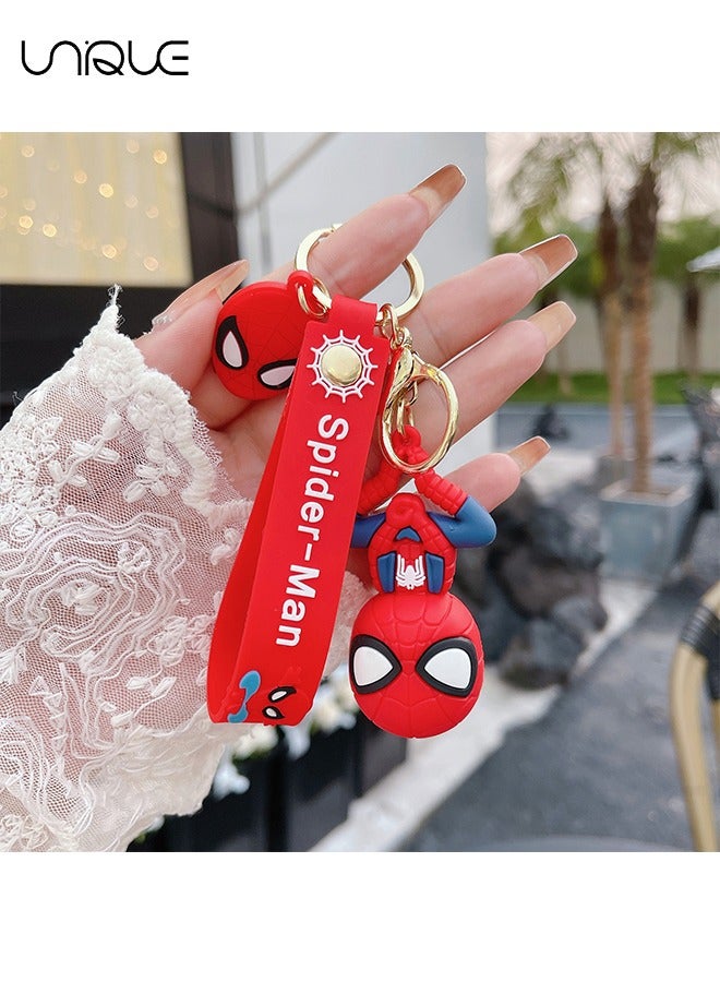Unique Keychain - Cartoon Marvel Keychain - Keychain Gift for Boys - Cartoon Keychains Accessories - Keyring Key Purse Backpack Car Charms - Spider-Man - Red  - Image 3