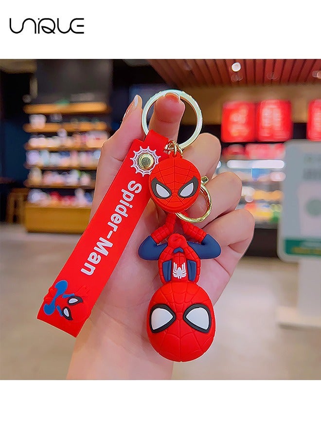 Unique Keychain - Cartoon Marvel Keychain - Keychain Gift for Boys - Cartoon Keychains Accessories - Keyring Key Purse Backpack Car Charms - Spider-Man - Red  - Image 4