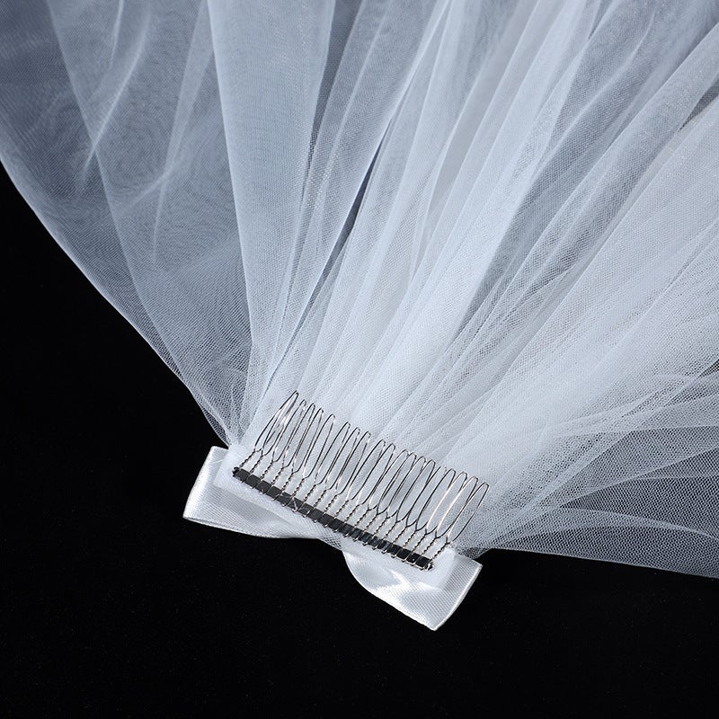 Veil Bridal Main Wedding Headdress Short Bow Ribbon Mori Beautiful Wedding License Pography Pography Hair Accessories - Image 5