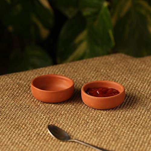 SHRIYAM CRAFTS Clay Katori Serving Bowl Chatni Bowls (Chatni Pack Of 4Brown, 500 Ml) - Image 2