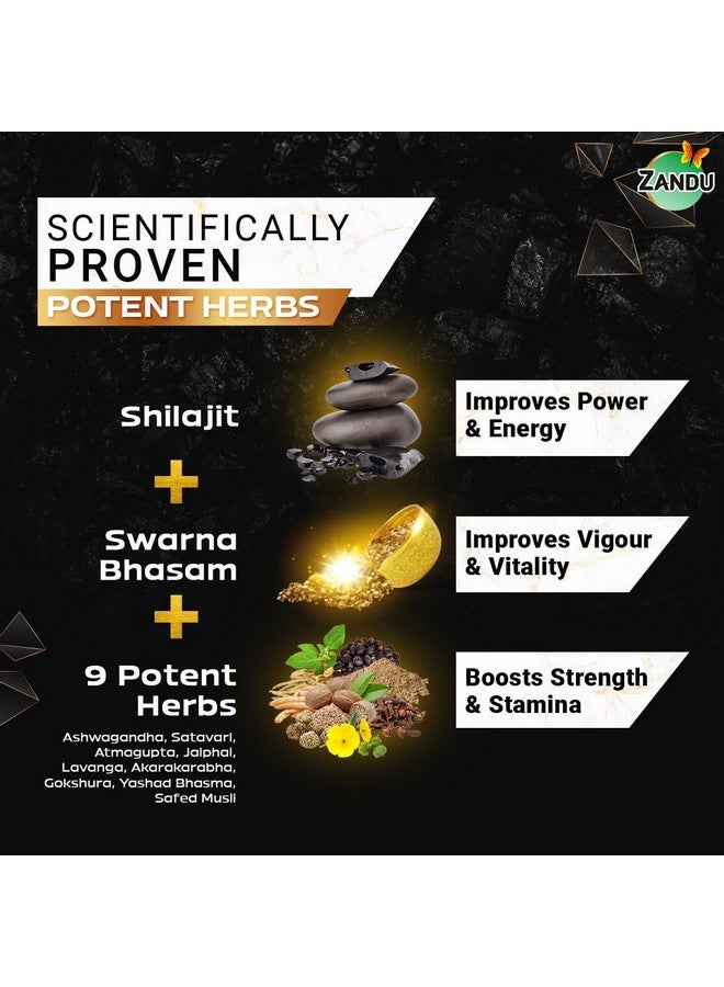 Zandu زاندو شيلجيت جولد بلس | 100% شيلجيت هيمالايا نقي + 24 قيراط ذهب + 9 أعشاب قوية | يعزز القوة، التحمل، الحيوية، النشاط والطاقة | تركيبة متقدمة تم اختبارها علمياً | 60 كبسولة - Image 3