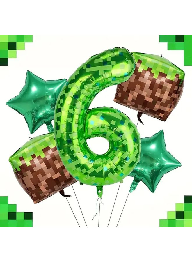 Pixel Miner Foil Balloon Set Suit 9 Mining Theme Number Balloons 1 9 Party Decorations - Image 3