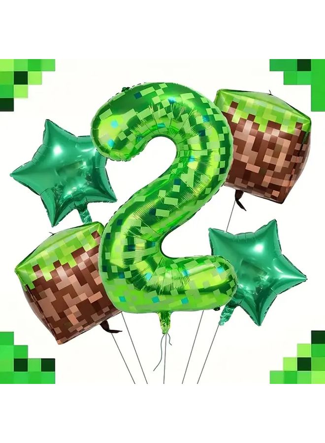 Pixel Miner Foil Balloon Set Suit 9 Mining Theme Number Balloons 1 9 Party Decorations - Image 4