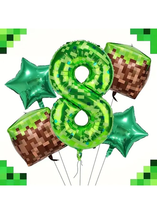Pixel Miner Foil Balloon Set Suit 9 Mining Theme Number Balloons 1 9 Party Decorations - Image 5