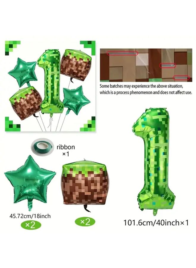 Pixel Miner Foil Balloon Set Suit 9 Mining Theme Number Balloons 1 9 Party Decorations - Image 2