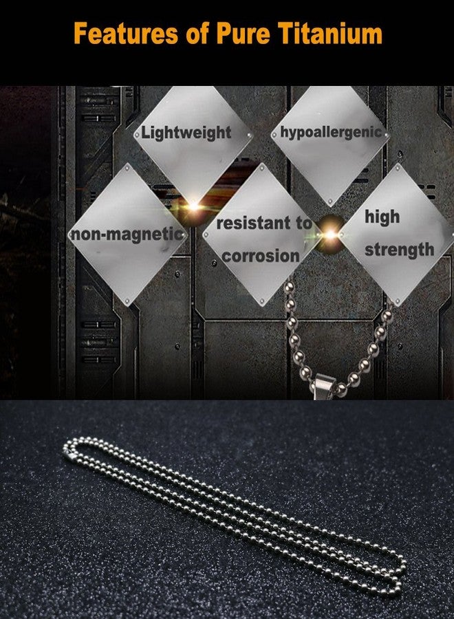 TI-EDC Pure Titanium Bead Ball Chain Necklace, Jewelry Chain Adjustable with Gift Package for Men and Women (2.4mm Bead-24in Length) - Image 4