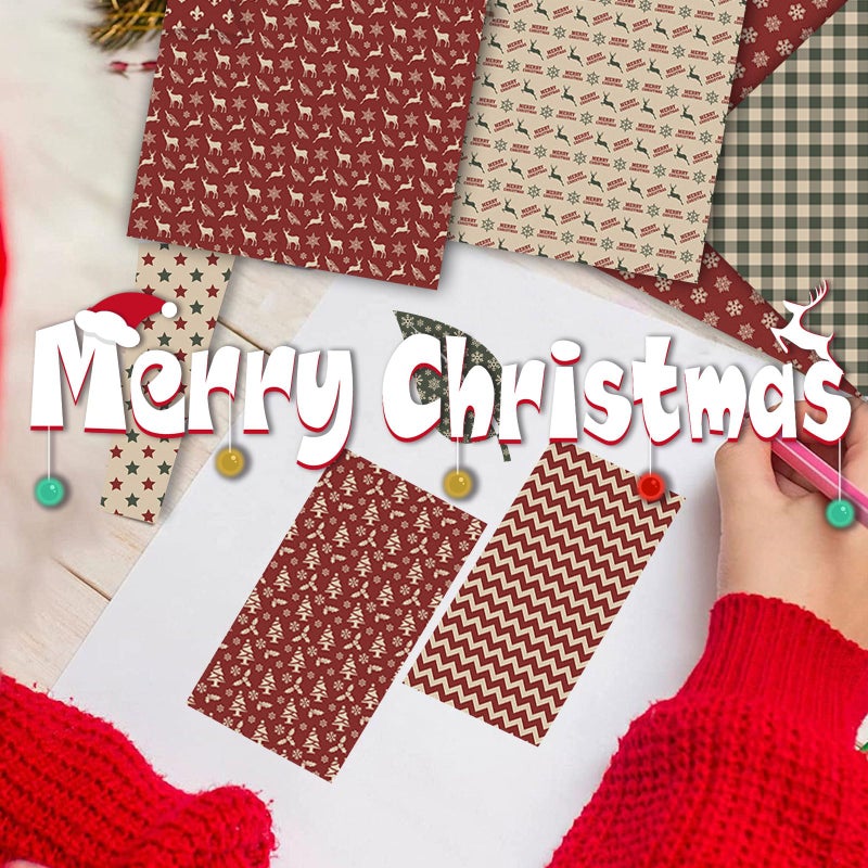 MIATTCLD Scrapbook Paper Winter Patterned Paper for Scrapbooking, 24 Sheets Double Sided Colorful Holiday Decorative Craft Papers for Junk Journals Greeting Cards Decoration (A, 12x12 IN) - Image 5