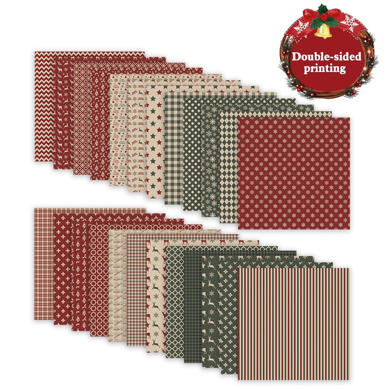 MIATTCLD Scrapbook Paper Winter Patterned Paper for Scrapbooking, 24 Sheets Double Sided Colorful Holiday Decorative Craft Papers for Junk Journals Greeting Cards Decoration (A, 12x12 IN) - Image 4