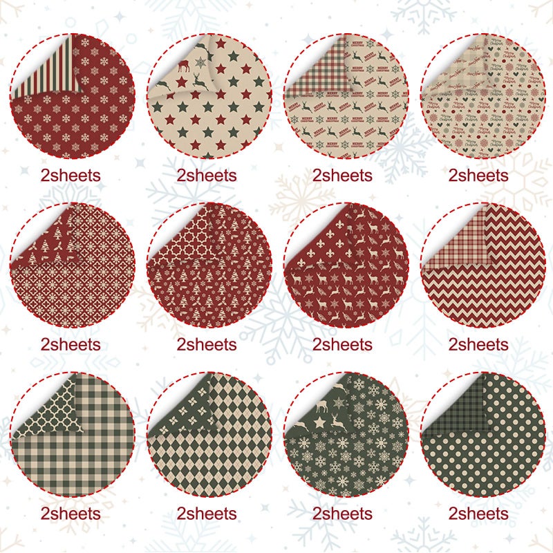 MIATTCLD Scrapbook Paper Winter Patterned Paper for Scrapbooking, 24 Sheets Double Sided Colorful Holiday Decorative Craft Papers for Junk Journals Greeting Cards Decoration (A, 12x12 IN) - Image 3