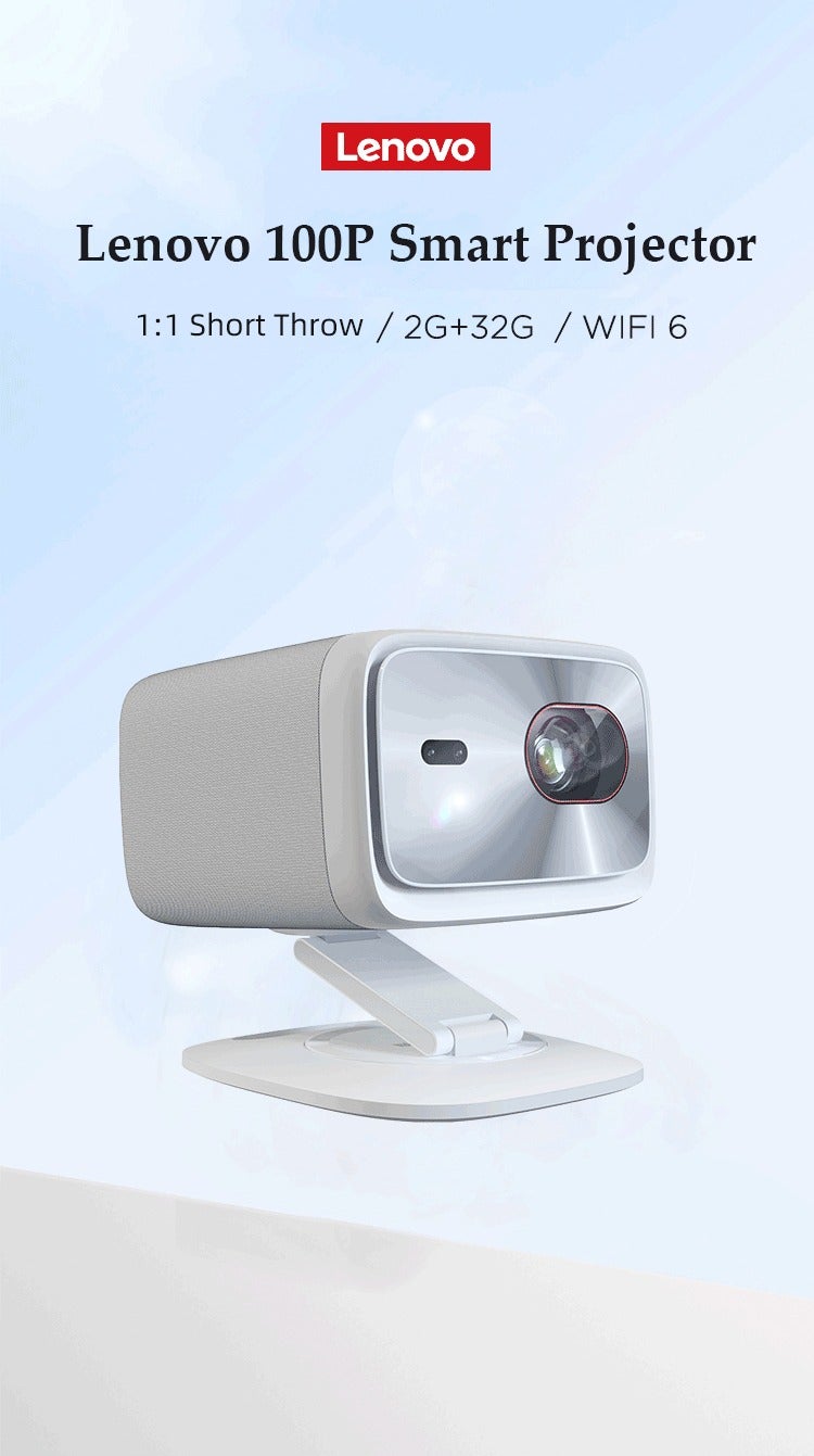 Lenovo Smart Projector Xiaoxin 100P Android WIFI6 Auto Focus Outdoor Full HD Video  Portable Movie Home Theater  Compatible with Android/iOS/Windows/TV Stick/HDMI/USB/PS4/PS5 for Work and Gaming - Image 1