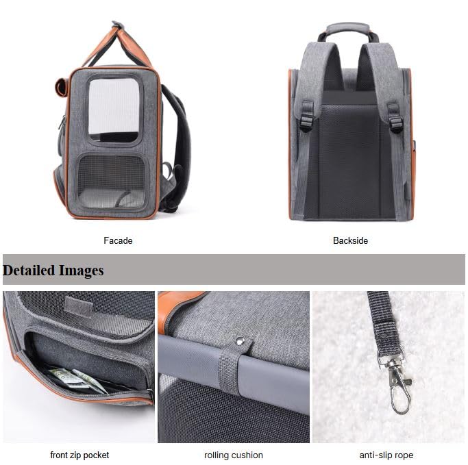 Mokshith Pet Carrier Backpack for Pet, Large Cat Carrier Backpacks, Dog Backpack Carrier for Anti-Slip Rope, Medium to Large Cats, Pet Backpack with Breathable Mesh, Great for Travel Hiking (MO-04) - Image 4