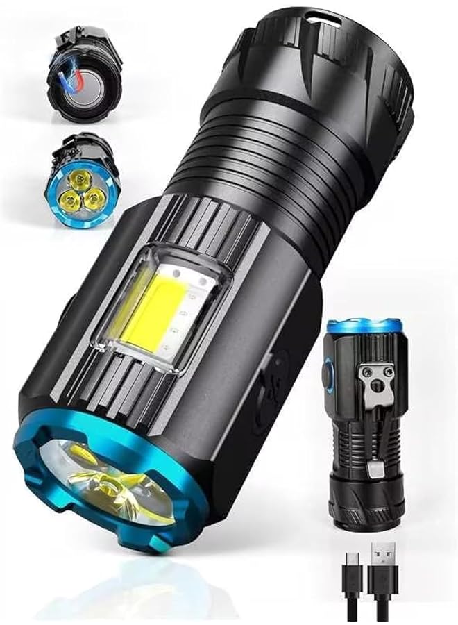 promass Compact LED Flashlight, 1200 Lumens - Small USB Rechargeable Flashlight with Clip, Mini Pocket EDC with Unique Tail Design - Image 1
