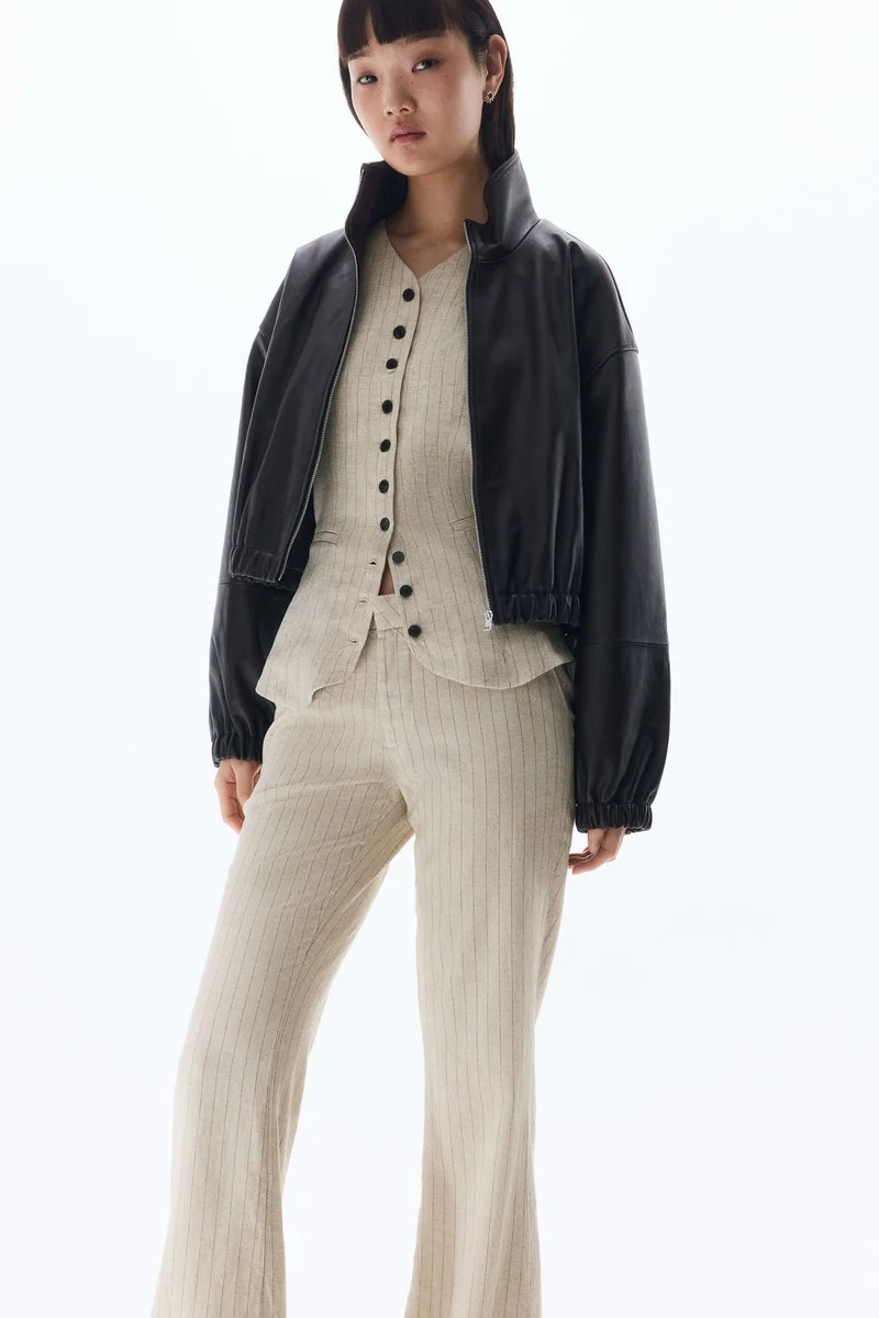 H&M Linen-blend tailored trousers