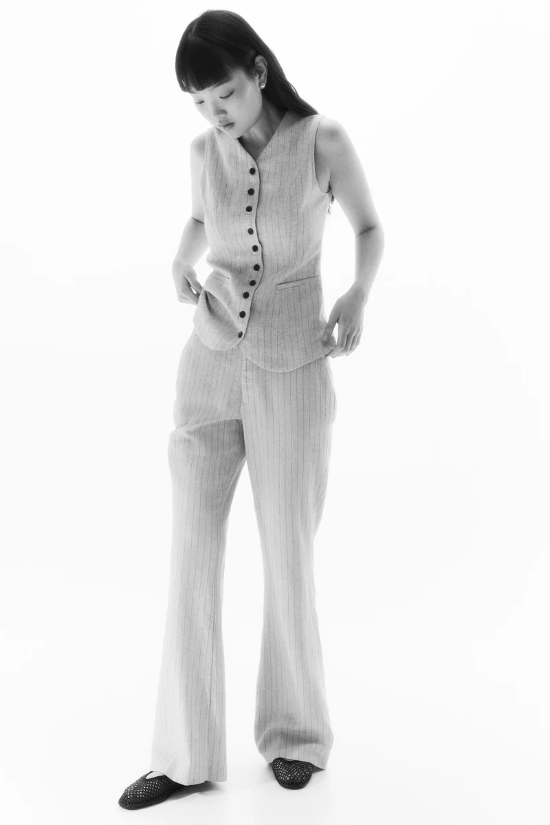 H&M Linen-blend tailored trousers