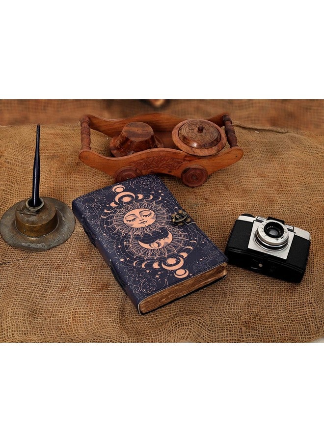 cuero Sun & Moon Printed Journal, Handmade Deckle Edge Old Unlined Paper, Sun Moon Journal, Leather Sketchbook, Leather Notebook, Leather Journal For Men, Leather Journal For Women, Drawing Journal (9 X 6 - Image 5