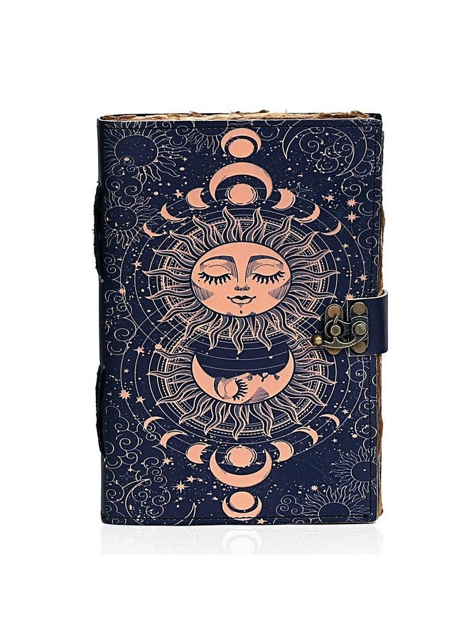 cuero Sun & Moon Printed Journal, Handmade Deckle Edge Old Unlined Paper, Sun Moon Journal, Leather Sketchbook, Leather Notebook, Leather Journal For Men, Leather Journal For Women, Drawing Journal (9 X 6 - Image 3