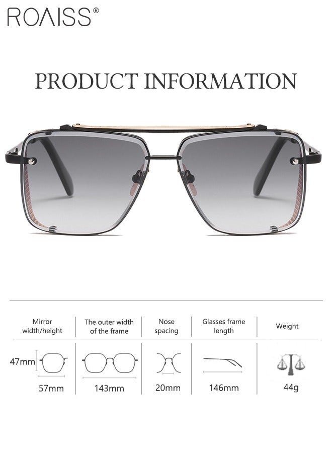 رويس نظارة شمسية مربعة عصرية للرجال والنساء، نظارة الشمس الواقية من الأشعة فوق البنفسجية 400 بإطار معدني أسود، ظلال شمس مضادة للوهج عصرية مناسبة للقيادة وصيد الأسماك والسفر، بعدسة رمادية - Image 4