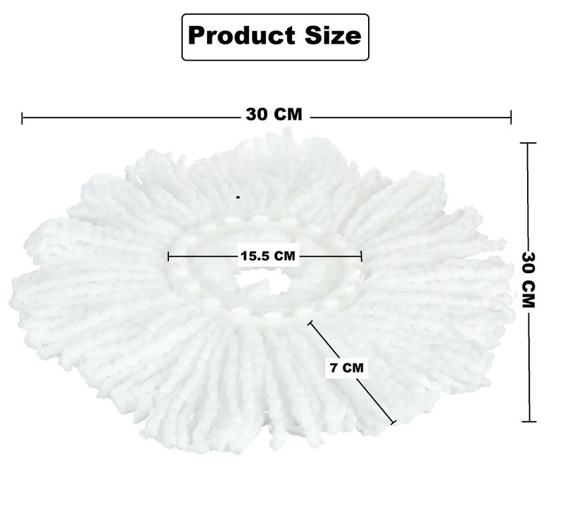 Naivete Microfiber 360 Degree Spin Handle Round Shape Mop Heads (6.5-inches, White) - Image 2