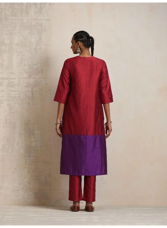 ترو برونز trueBrowns Red Silk Kurta Set