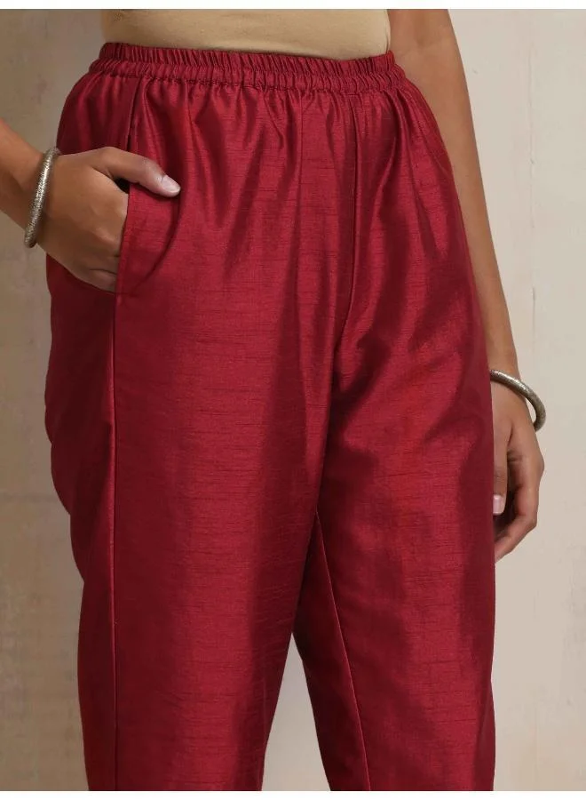 ترو برونز trueBrowns Red Silk Kurta Set