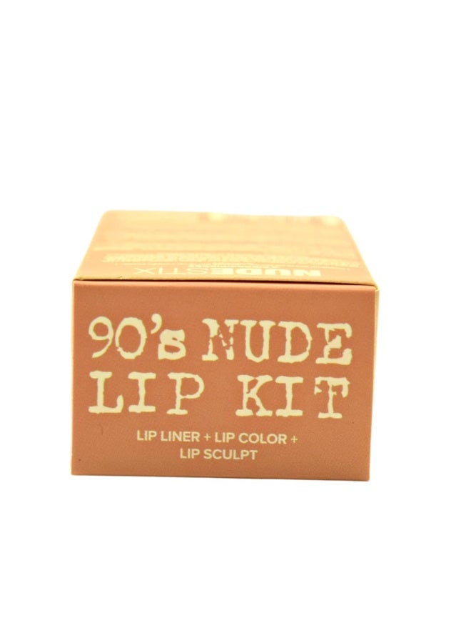 نوديستكس مجموعة Nudestix 90's Nude Lips، عبوة من 3 قطع: أحمر شفاه مغناطيسي مطفي بلون رمادي حجري 2.5 غرام ولون بوهو 2.5 غرام، وقلم تحديد شفاه وخدود مطفي مكثف 2.5 غرام بلون هامشي. - Image 2