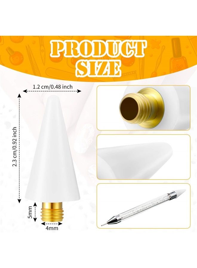 Blulu 12 Pieces Wax Replacement Head Tips Nail Rhinestones Picker with Case for Nail Dotting Pen to Pick Up Nail Gem Jewelry, Replacement Wax Head Accessories (White) - Image 2