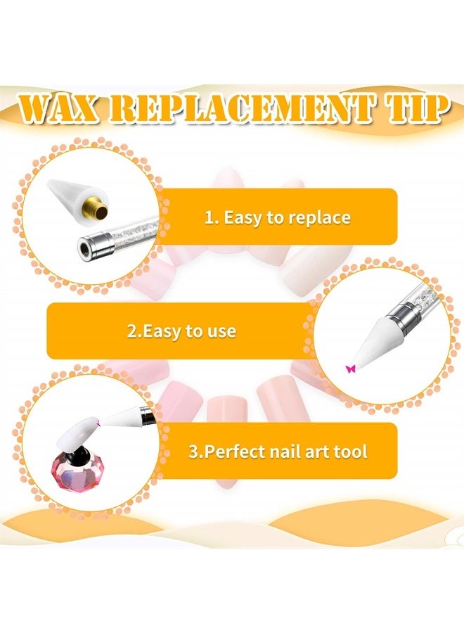 Blulu 12 Pieces Wax Replacement Head Tips Nail Rhinestones Picker with Case for Nail Dotting Pen to Pick Up Nail Gem Jewelry, Replacement Wax Head Accessories (White) - Image 3