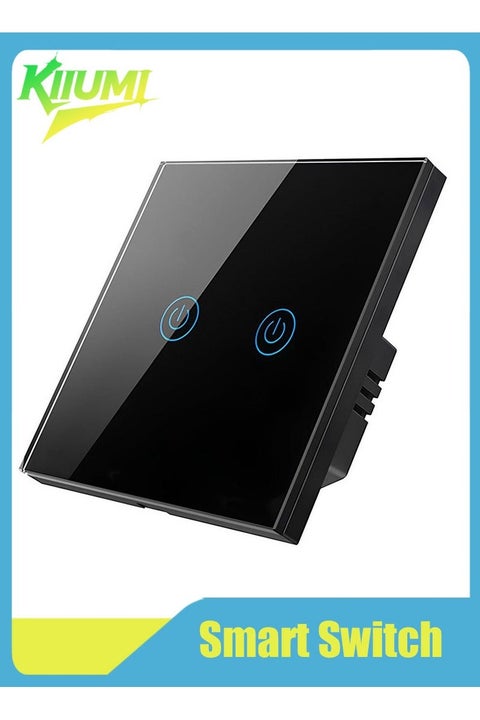 Wall Light Switch, No Neutral Wire Required, No Hub Required (Gang 2, Black)