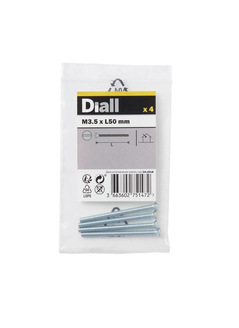 ACE Diall Zinc-Plated Carbon Steel Switch Box Screw Pack M3.5 x 50mm 4Pcs 