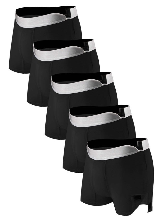 TIICHOO Boys Incontinence Underwear Post Surgery Cotton Full Side Open Tear Away Underwear 5 Pack (Medium, 5 Black) - Image 1