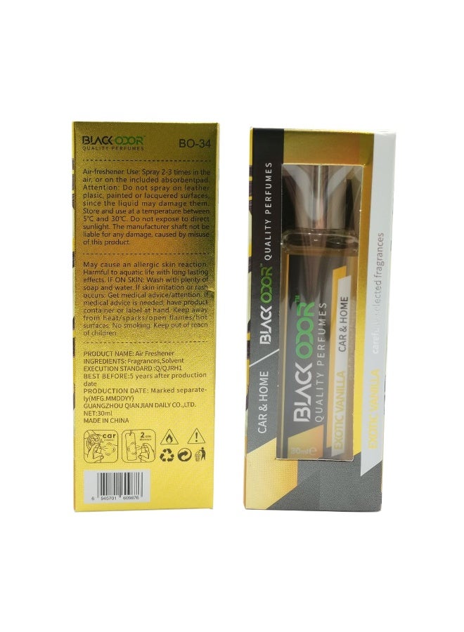 BLACK ODOR Exotic Vanilla Car u0026 Home Perfume 30ml Long-Lasting Liquid Air Freshener Spray with Hanging Tag, Essential Oil Blend, No Gas u0026 Alcohol-Free Fragrance for Car, Bedroom, Living Room, Office u0026 Washroom, BO-34 - Image 2