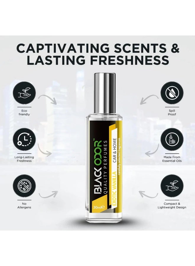 BLACK ODOR Exotic Vanilla Car u0026 Home Perfume 30ml Long-Lasting Liquid Air Freshener Spray with Hanging Tag, Essential Oil Blend, No Gas u0026 Alcohol-Free Fragrance for Car, Bedroom, Living Room, Office u0026 Washroom, BO-34 - Image 5
