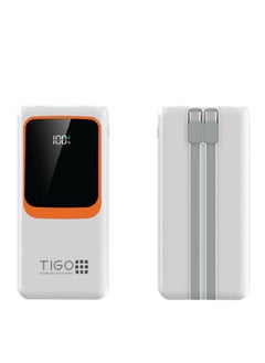 T I G O Super Fast Charging 10000mAh Power Bank With Built in Cables, USB C Battery Pack 5 Outputs 4 Inputs with LED Type C Display, 22.5W Fast Charging Portable Charger Compatible with Smartphones and more White  - Image 5