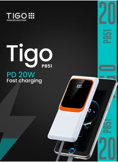 T I G O Super Fast Charging 10000mAh Power Bank With Built in Cables, USB C Battery Pack 5 Outputs 4 Inputs with LED Type C Display, 22.5W Fast Charging Portable Charger Compatible with Smartphones and more White  - Image 3