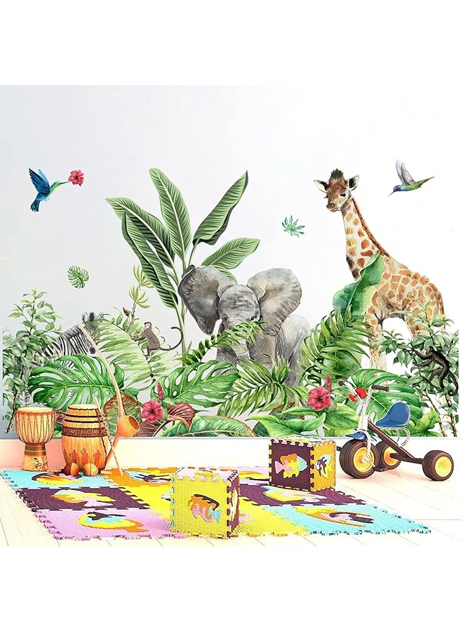 erorex Tropical Wall Decals Rainforest Wall Stickers Safari Animal Wall Stickers Removable Woodland Creatures Wall Stickers Animal Wall Decor Large Jungle Animal Wall Decals For Kids Play Spaces - Image 3