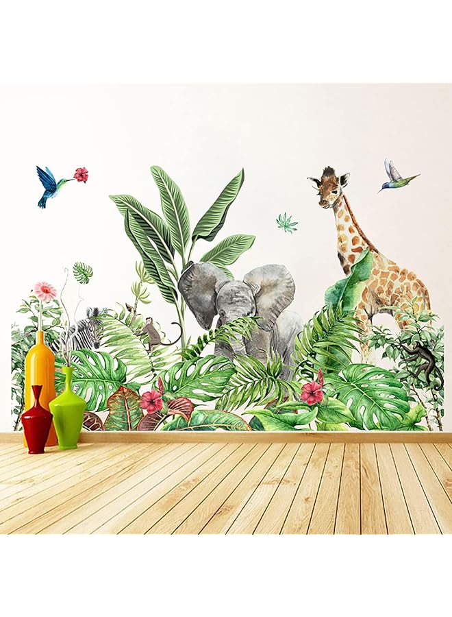 erorex Tropical Wall Decals Rainforest Wall Stickers Safari Animal Wall Stickers Removable Woodland Creatures Wall Stickers Animal Wall Decor Large Jungle Animal Wall Decals For Kids Play Spaces - Image 1