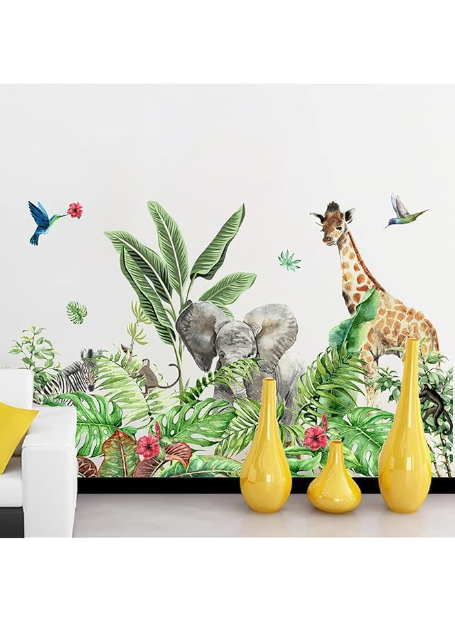 erorex Tropical Wall Decals Rainforest Wall Stickers Safari Animal Wall Stickers Removable Woodland Creatures Wall Stickers Animal Wall Decor Large Jungle Animal Wall Decals For Kids Play Spaces - Image 2