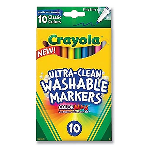 Crayola Ultra-Clean Washable Markers, Fine Line Multicolor, 10 Count - Image 1