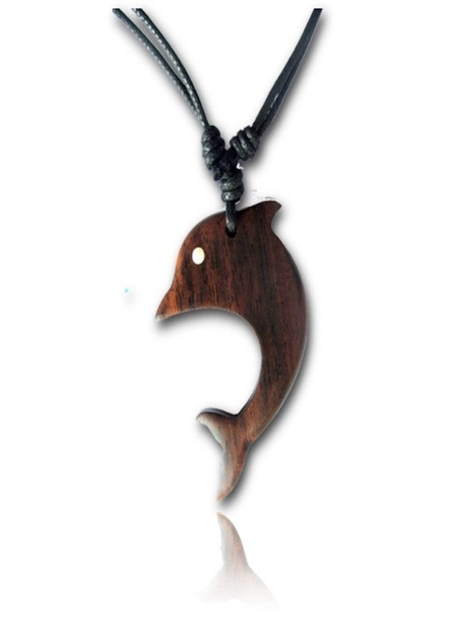 إرث للإكسسوارات قلادة دولفين قابلة للتعديل من إيرث أكسسواريز، مصنوعة من الخشب العضوي، مقاس قابل للتعديل، لون بني - Image 1